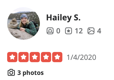 Yelp review from Hailey 5 stars